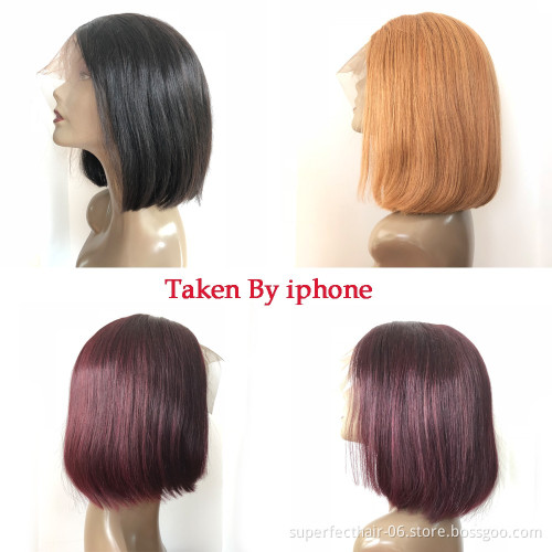 Wholesale Short Bob Wig Human Hair Lace Frontal Wig Color #27 Natural Hair Line Thick Human Hair Wig For Black Women